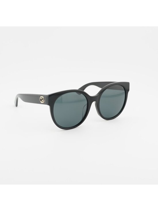 Gucci GG0035SAN 001 Sunglasses Black Round Frame, Grey Lenses main image 8
